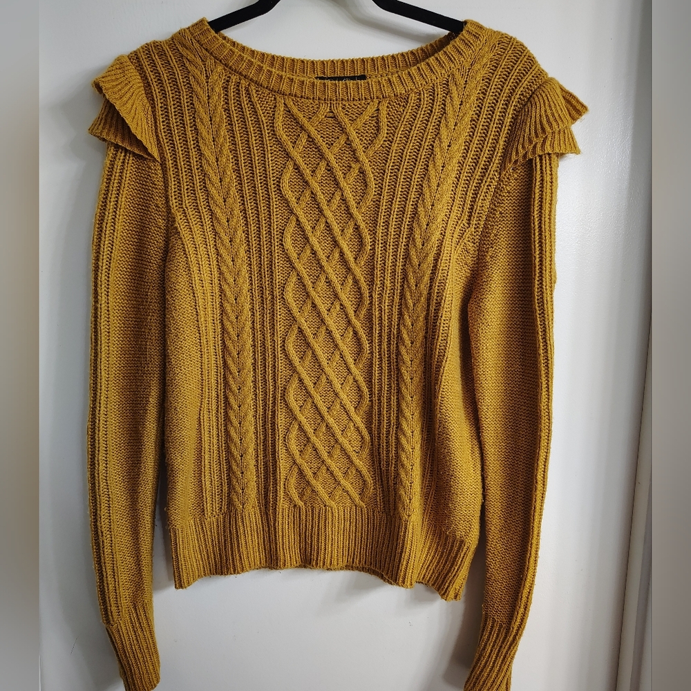 Jessica Simpson Yellow Crew Neck Sweater with Ruffle Details